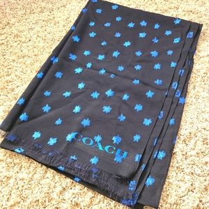 Womens black star print COACH scarf